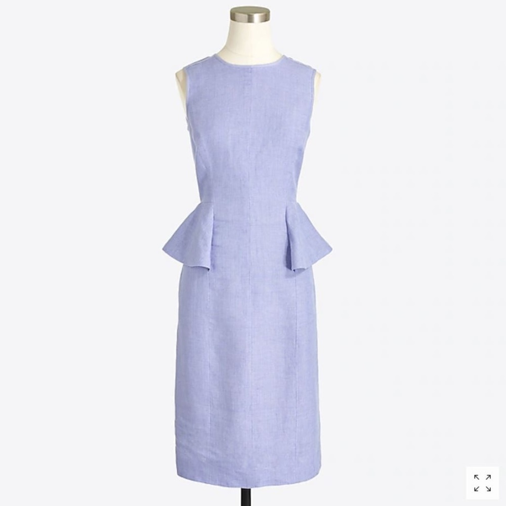 J Crew, Peplum Linen Dress French Blue